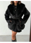 Winter Luxe Kürk Mont-siyah