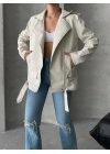ZR Model Krem Deri Ceket