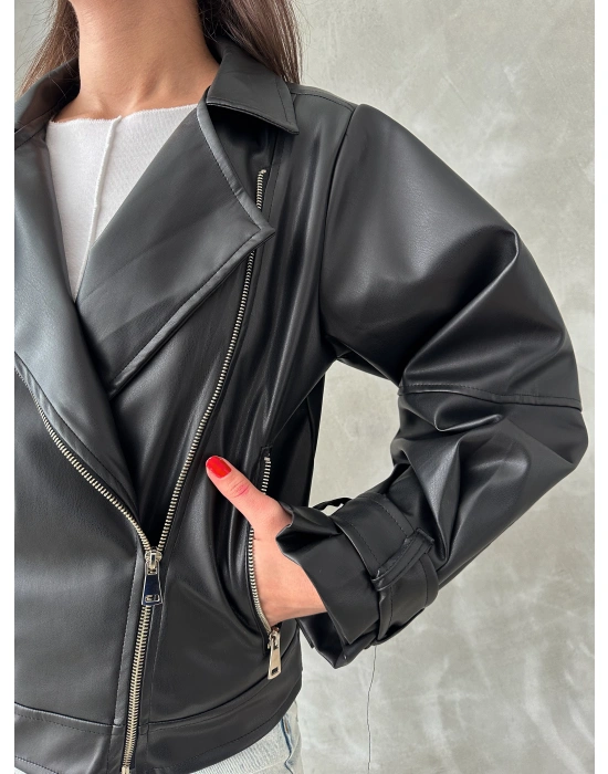 Balon Kol Deri Ceket