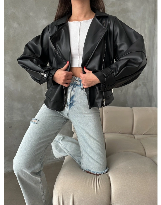 Balon Kol Deri Ceket