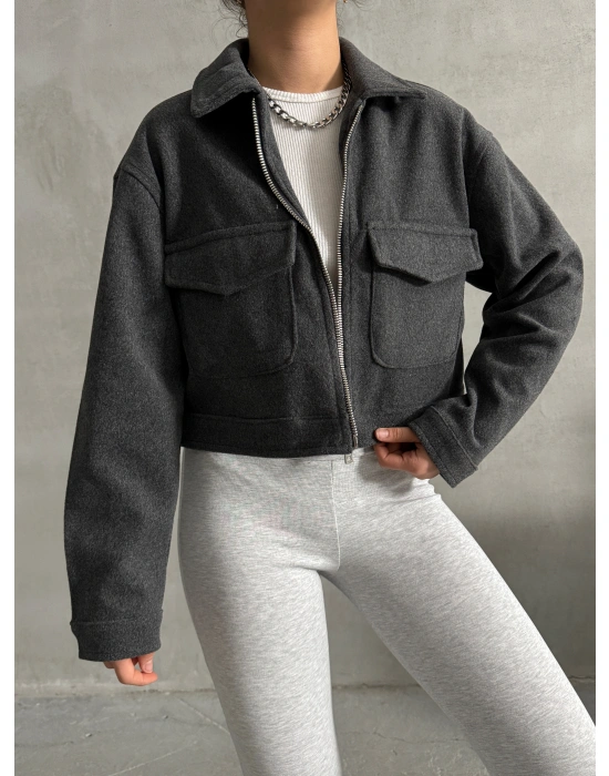 Fit Kaşe Ceket-Antrasit