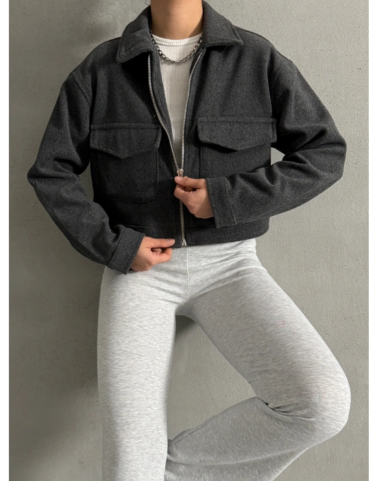 Fit Kaşe Ceket-Antrasit