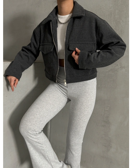 Fit Kaşe Ceket-Antrasit