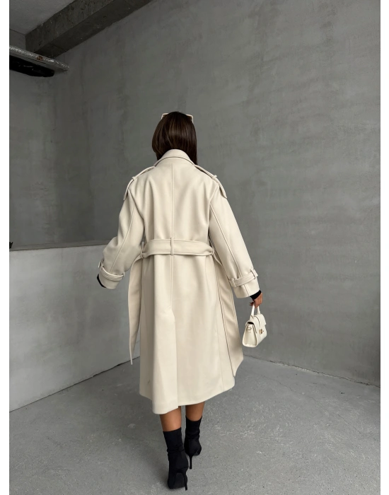 Premium Kaşe Kaban -Krem