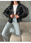 Balon Kol Deri Ceket