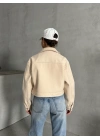 Fit Kaşe Ceket-Krem