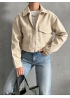 Fit Kaşe Ceket-Krem