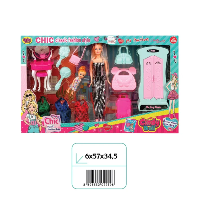 02259 CINDY DOLL DOLAPLI BEBEK SETİ*12*