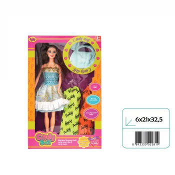 02281 CINDY DOLL ÇANTALI YEDEK ELBİSELİ BEBEK*48*