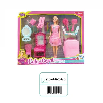 02454 CİNDY DOLL MAKYAJ MASALI BAVULLU BEBEK*12*