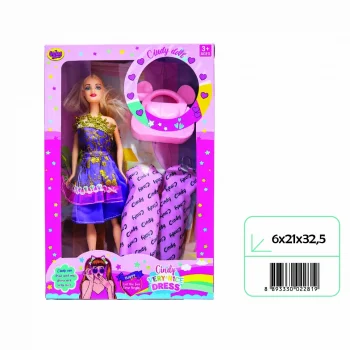 02281 CINDY DOLL ÇANTALI YEDEK ELBİSELİ BEBEK*48*