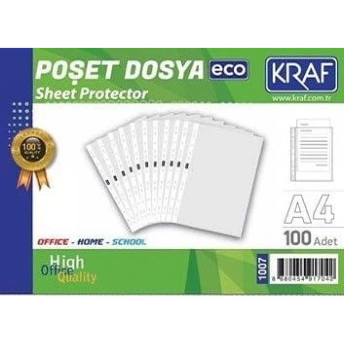 Kraf 1007 A4 Eco Poşet Dosya