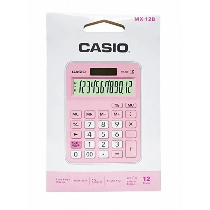 Casio MX-12B-PK Pembe 12 Hane Masa Üstü Hesap Makinesi