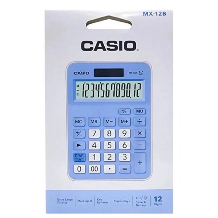 Casio MX-12B-LB Açık Mavi 12 Hane Masa Üstü Hesap Makinesi