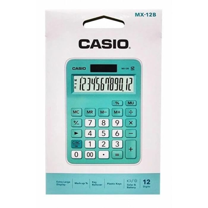 Casio MX-12B-GN Açık Yeşil 12 Hane Masa Üstü Hesap Makinesi
