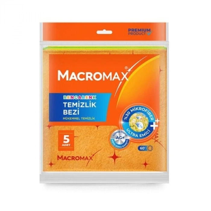 Macromax Rengarenk 5 li Temizlik Bezi