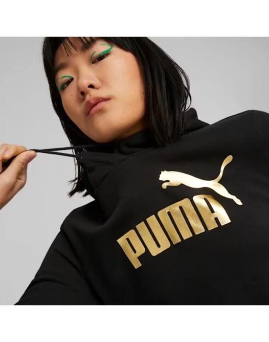 Puma ESS+ Metallic Logo Sweatshirt 849096-01 Siyah-Gold