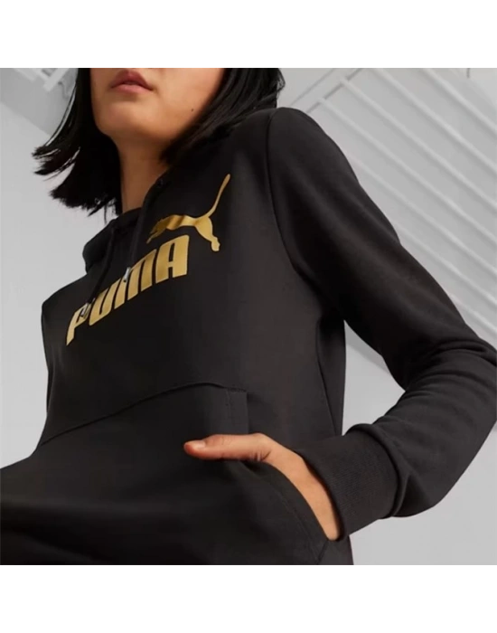 Puma ESS+ Metallic Logo Sweatshirt 849096-01 Siyah-Gold