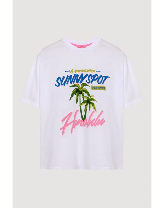 Quzu 25YTSH00493 T-Shirt Beyaz