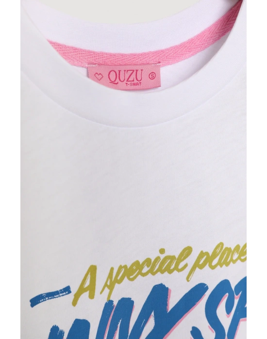 Quzu 25YTSH00493 T-Shirt Beyaz