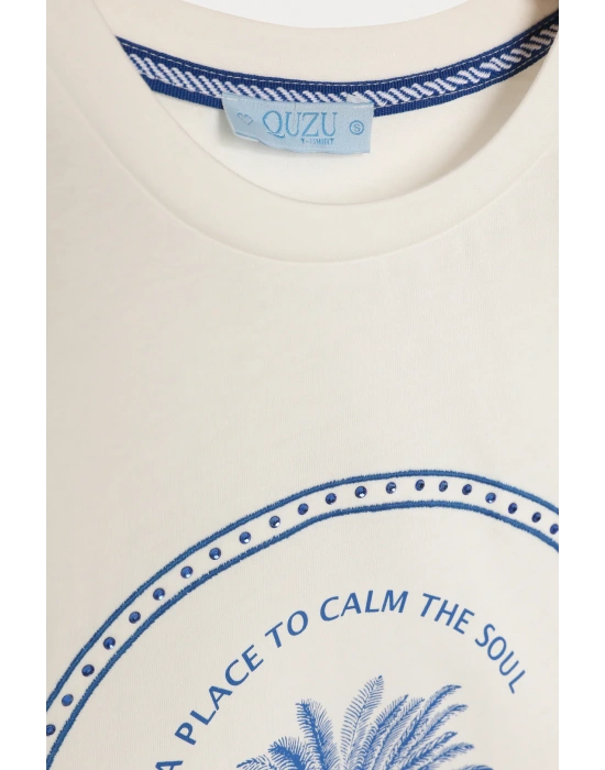 Quzu 25YTSH00504 T-Shirt Ekru