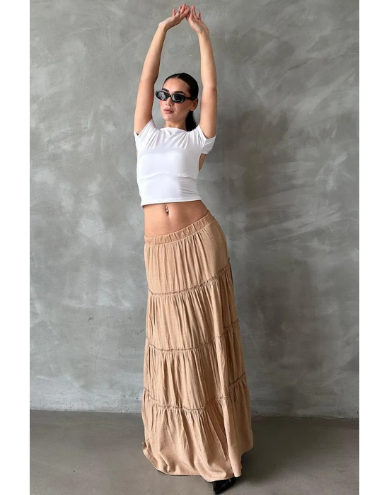 SeeH SH159 Basic Uzun Pileli Etek Vizon