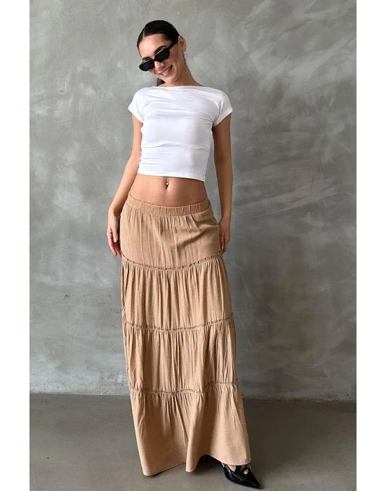 SeeH SH159 Basic Uzun Pileli Etek Vizon