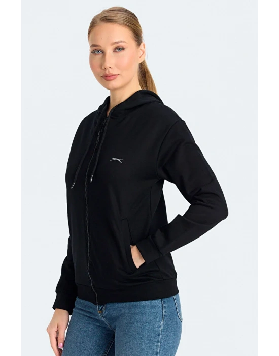 Slazenger Kınet ST24WE141-500 Siyah Kapşonlu Üst