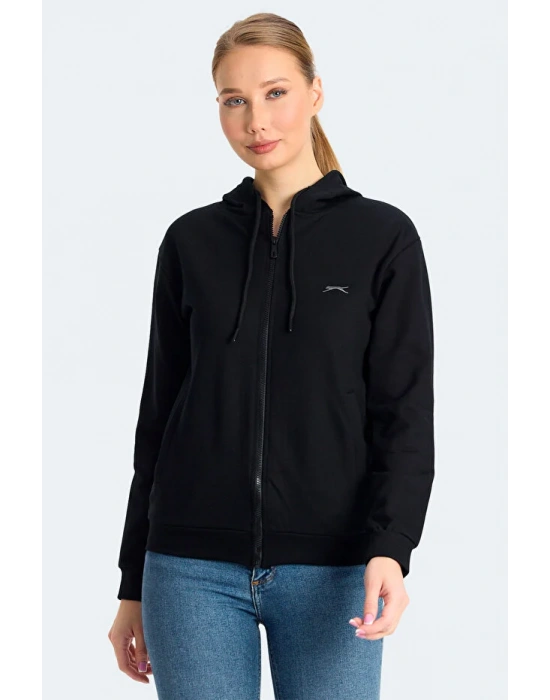 Slazenger Kınet ST24WE141-500 Siyah Kapşonlu Üst