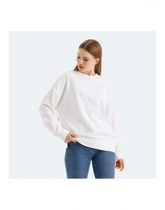 Slazenger Virtue ST24WK021-000 Beyaz Sweatshirt