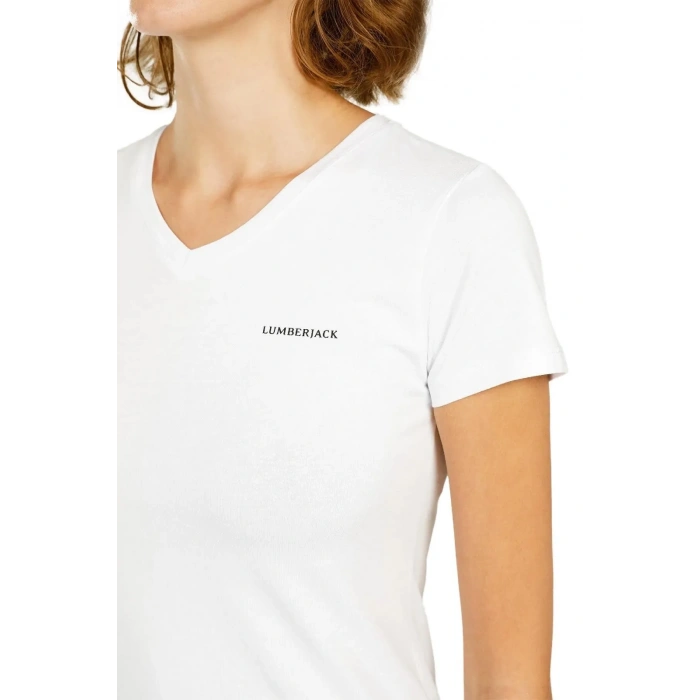 Lumberjack W-CT130 Basic V Neck Beyaz 3 Fx