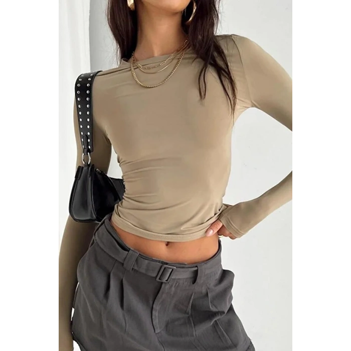 Madmext MG1701 Uzun Kollu Body Bej