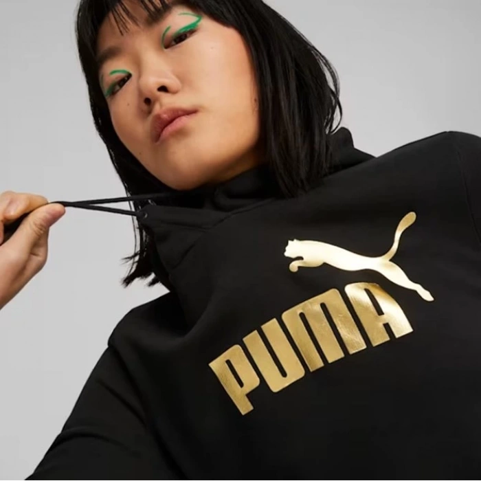 Puma ESS+ Metallic Logo Sweatshirt 849096-01 Siyah-Gold