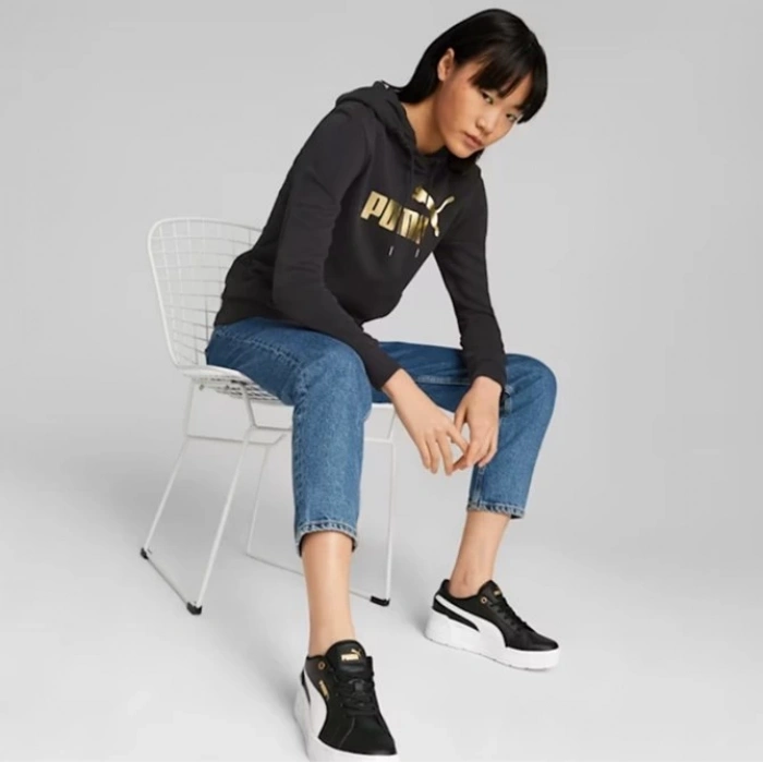 Puma ESS+ Metallic Logo Sweatshirt 849096-01 Siyah-Gold