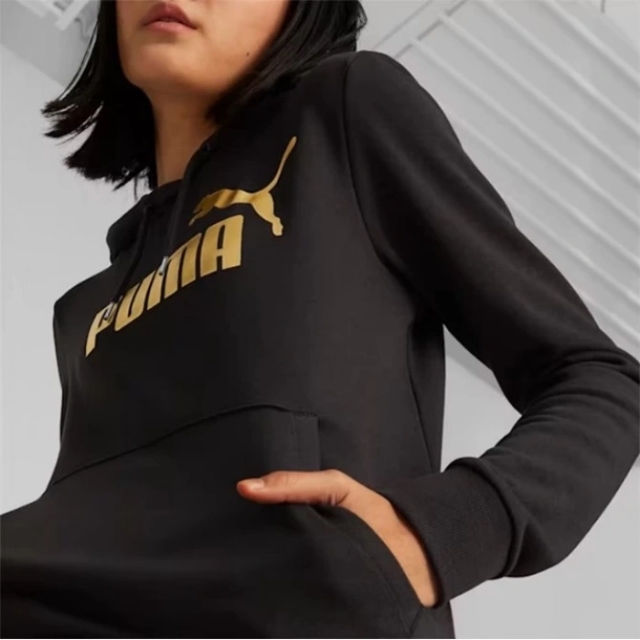 Puma ESS+ Metallic Logo Sweatshirt 849096-01 Siyah-Gold