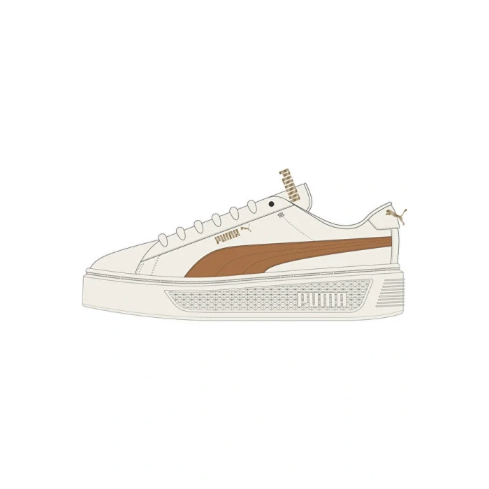 Puma Smash Platform 390758-12 Beyaz/Caramel