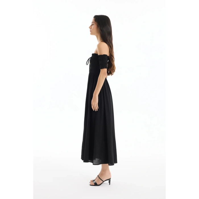 Quzu 24YELB00465 Elbise Siyah