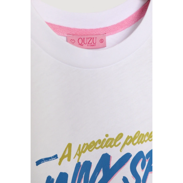 Quzu 25YTSH00493 T-Shirt Beyaz