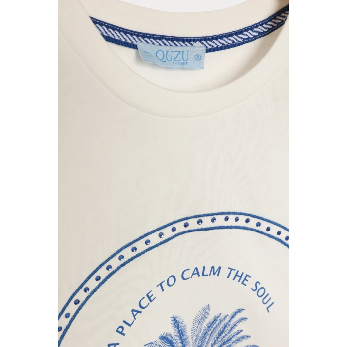 Quzu 25YTSH00504 T-Shirt Ekru