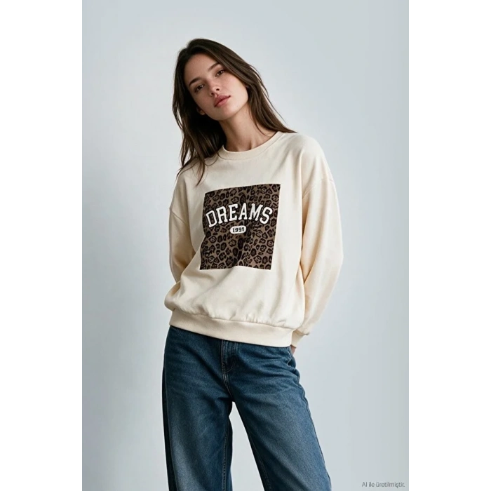 QUZU 27KSWT03084 EKRU SWEATSHİRT