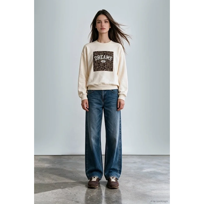 QUZU 27KSWT03084 EKRU SWEATSHİRT