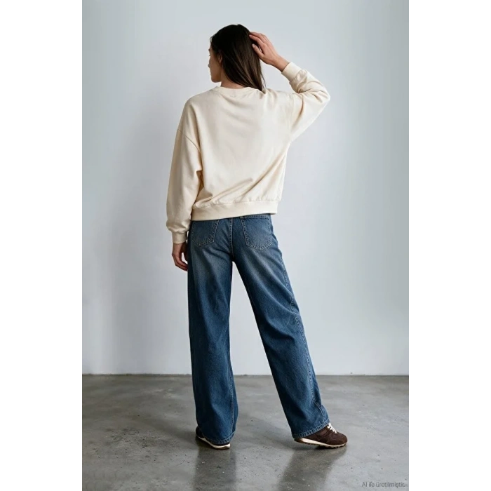 QUZU 27KSWT03084 EKRU SWEATSHİRT