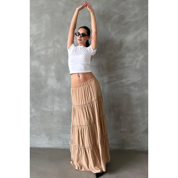 SeeH SH159 Basic Uzun Pileli Etek Vizon