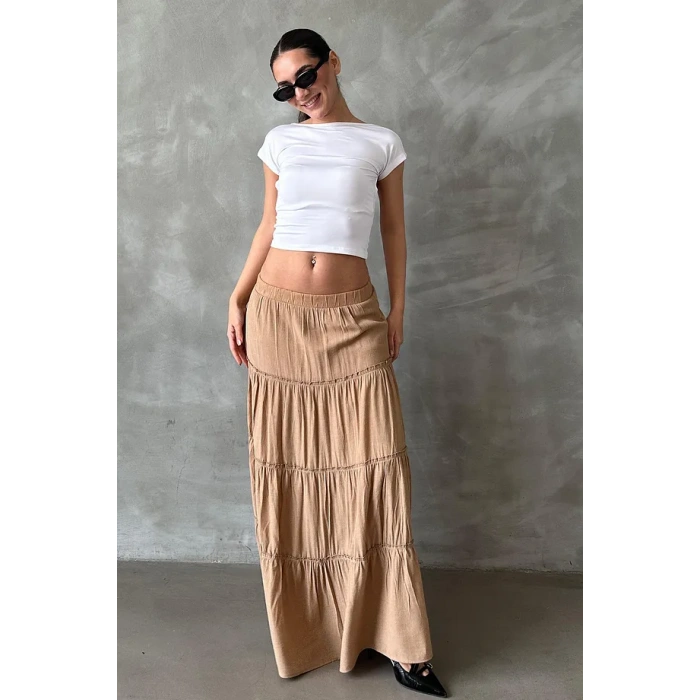 SeeH SH159 Basic Uzun Pileli Etek Vizon