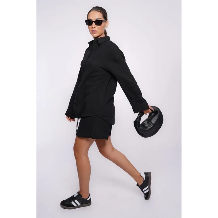 SeeH SH230 Müslin Gömlek Siyah