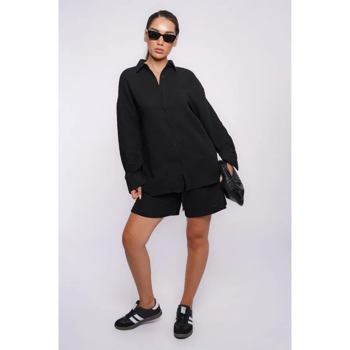 SeeH SH230 Müslin Gömlek Siyah