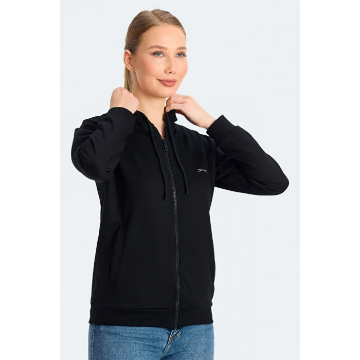 Slazenger Kınet ST24WE141-500 Siyah Kapşonlu Üst