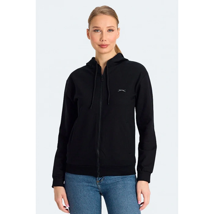 Slazenger Kınet ST24WE141-500 Siyah Kapşonlu Üst