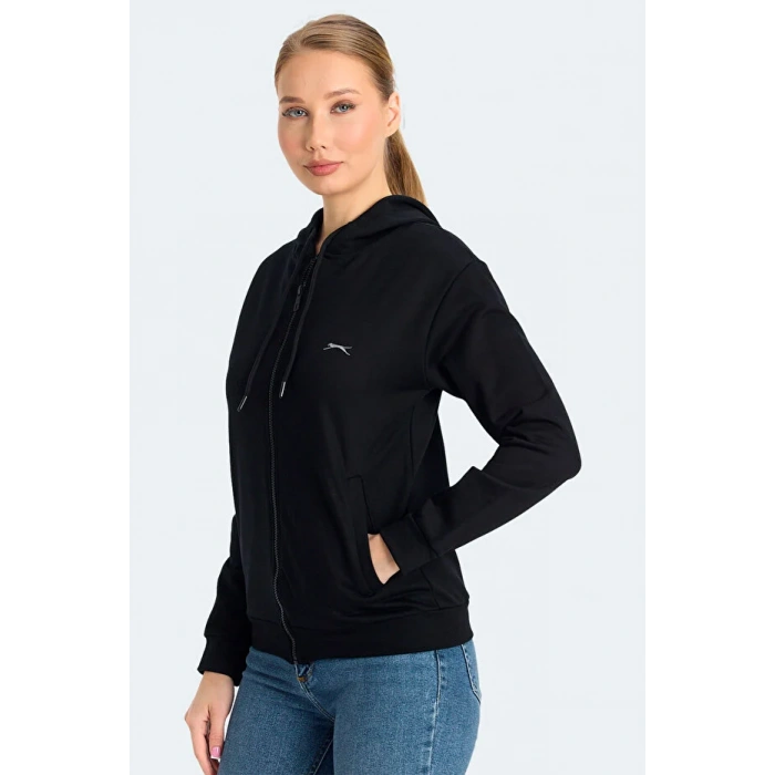 Slazenger Kınet ST24WE141-500 Siyah Kapşonlu Üst