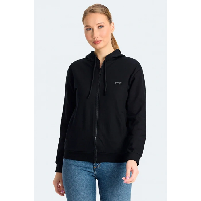 Slazenger Kınet ST24WE141-500 Siyah Kapşonlu Üst